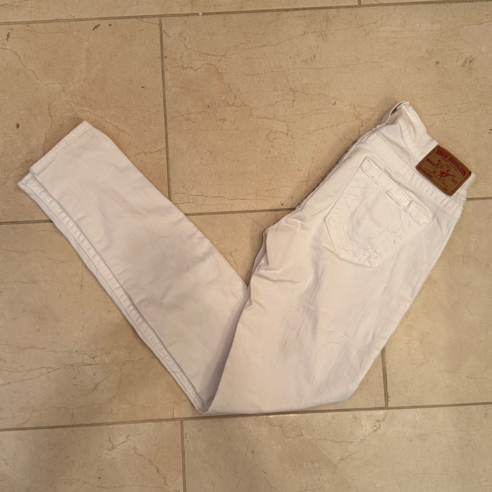 True Religion White Denim Skinny Jeans Sz 26